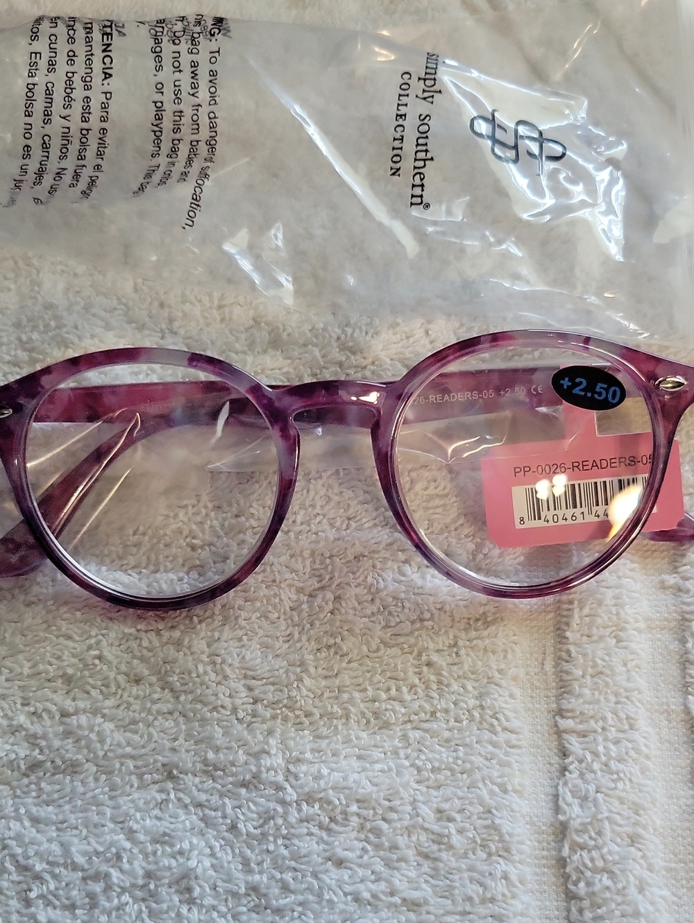 Simply Southern Translucent Purple Round Kids Reading Glasses +2.50